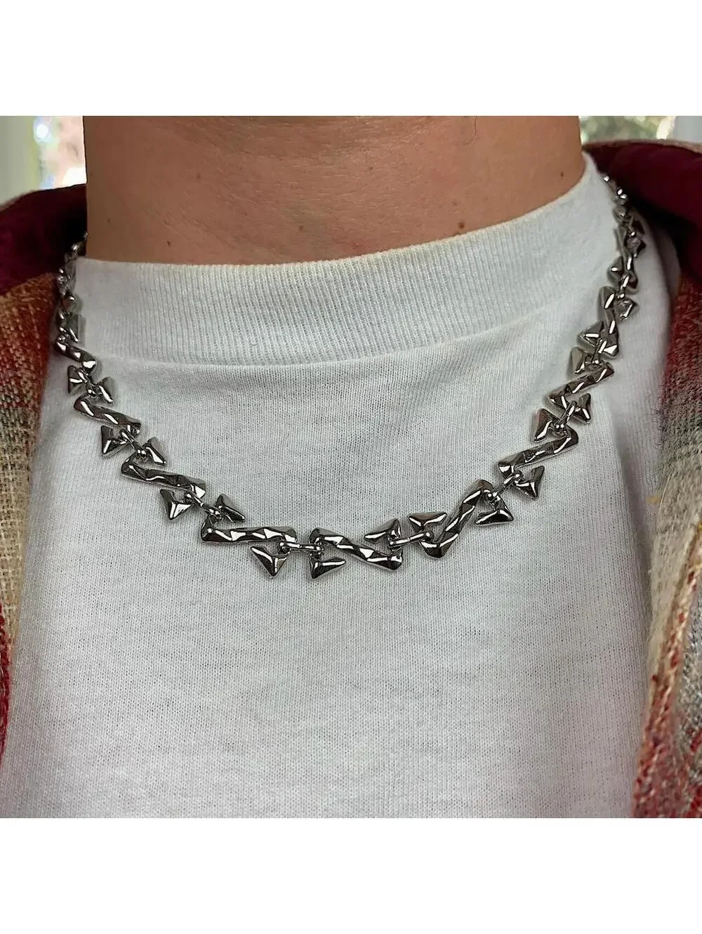 Vintage y2k style cyberpunk opium skater style pendant necklace chain